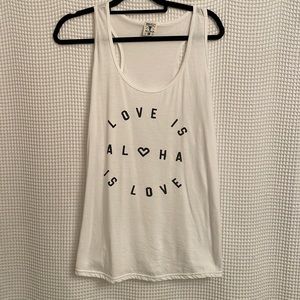 Project Aloha tank top LOVE IS ALOHA, ALOHA IS LOVE white XL